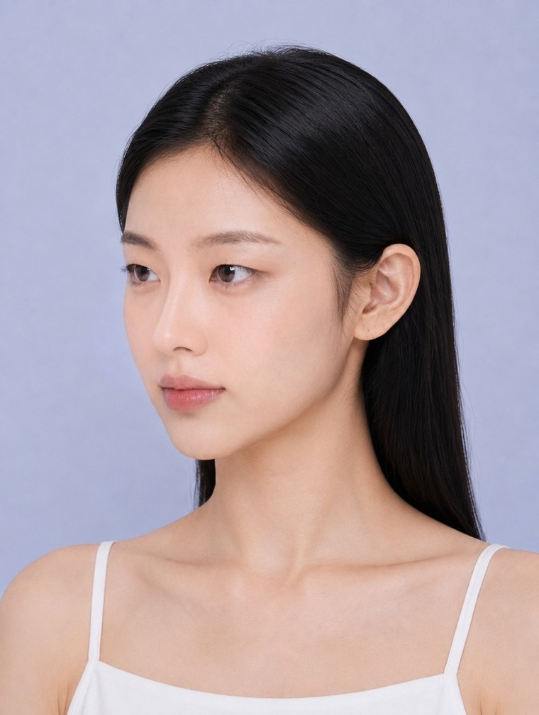 2단계 — 확실히 높습니다. 인상의 중심이 코로 옮겨갑니다.